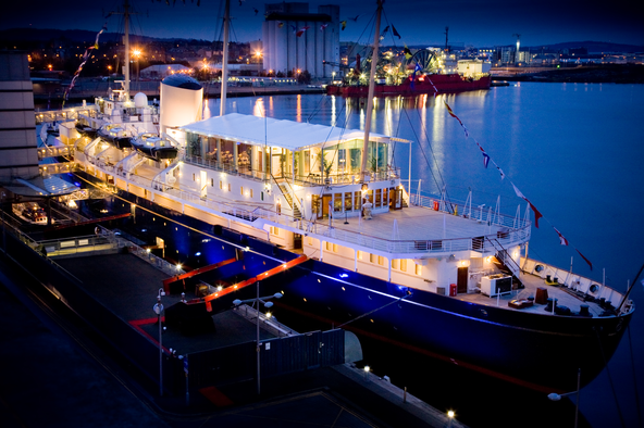 royal yacht britannia at the evening