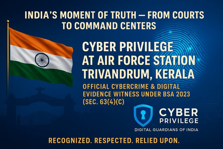 G Vimal Kumar CTO Cyber Privilege 8977308555 proudly stood at Air Force Station Trivandrum, HQ Southern Air Command, Kerala —