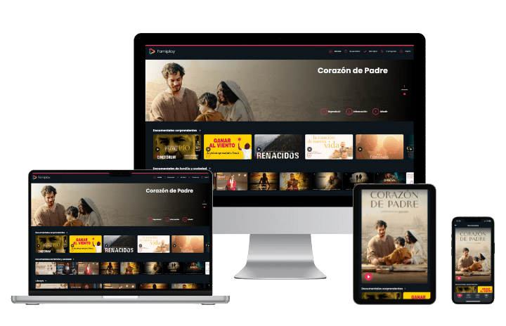 notebook monitor y smaprtphone con catalogo de peliculas