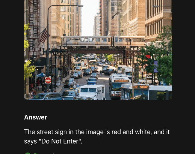 FastVLM high-resolution model example: AI correctly identifies a red-and-white “Do Not Enter” street