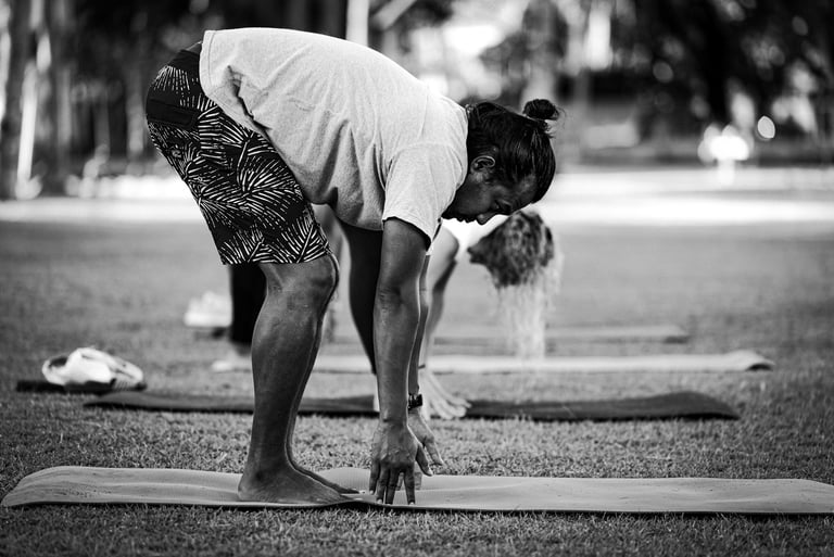 Outdoor yoga practice in Lalngkawi, Malaysia