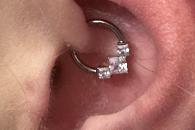 Hypoallergenic titanium daith piercing jewellery Montrose & Stonehaven