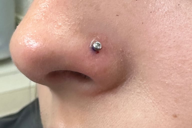 Professional nose piercing in Montrose studio using sterile tools