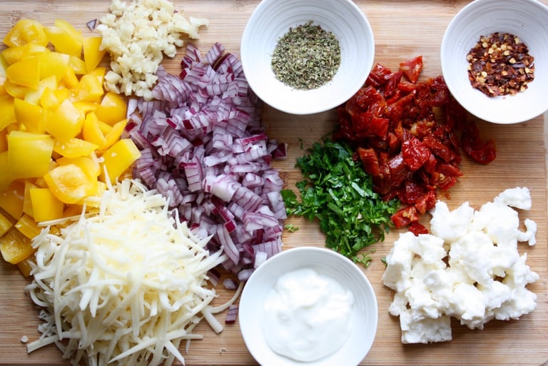 ingredients for Greek breakfast casserole