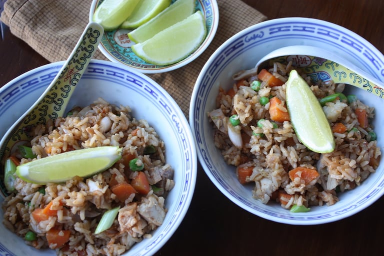 bowls of spicy fried rice