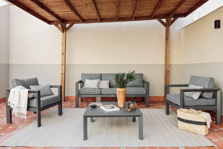 Private terrace with seating, blending Mediterranean style and modern design in Barcelona