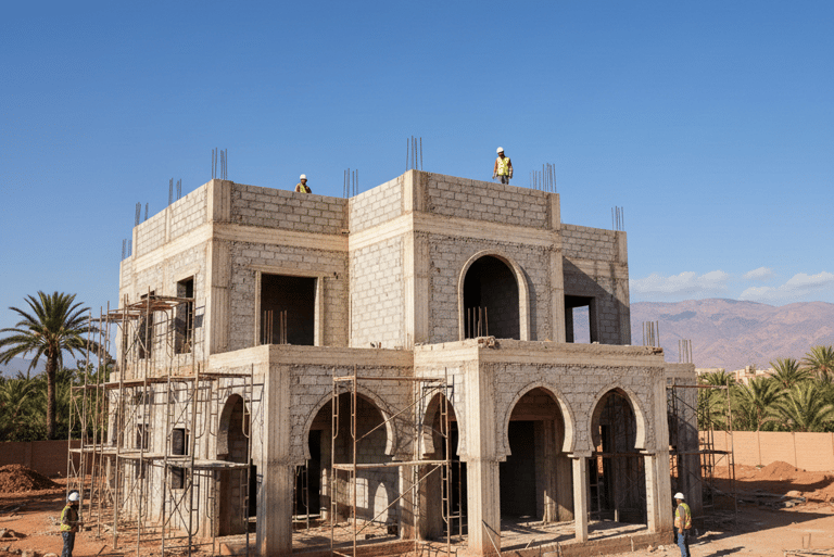 Gros œuvre construction Marrakech - Fondations et structure villa