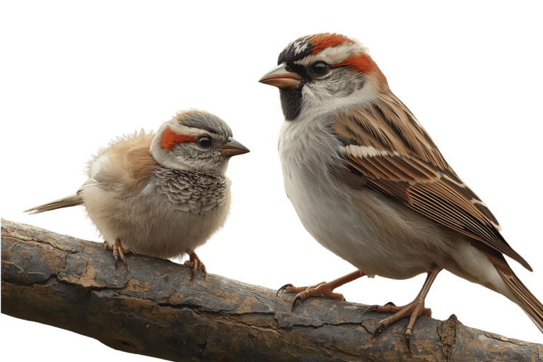 A baby sparrow and an adult representing different branding tiers