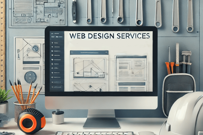 A computer monitor screen showing we offer Web Design Services.