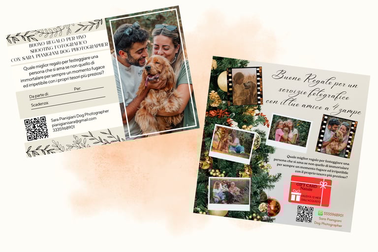 esempi di gift card su sfondo neutro