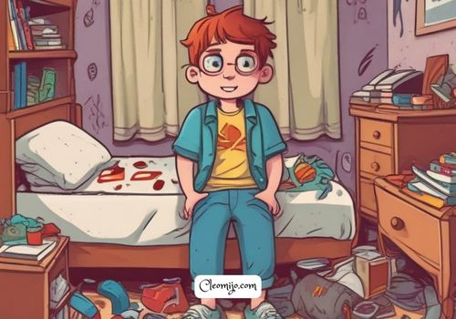kid in dirty bedroom