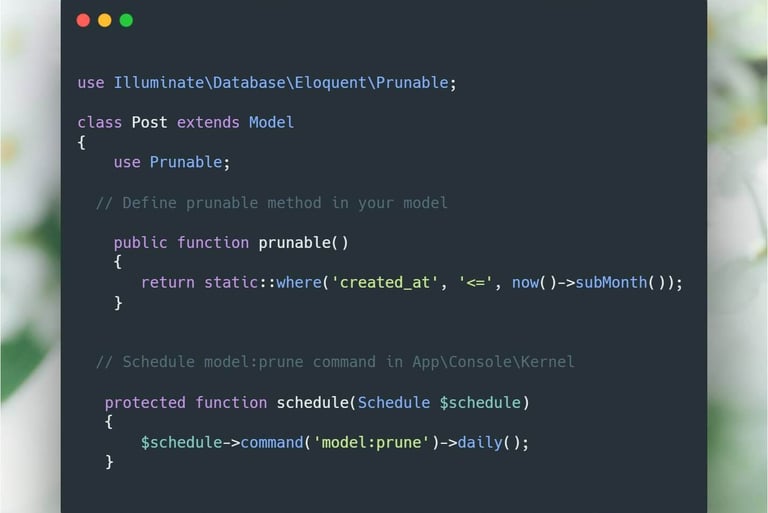 Laravel tip about using Prunable trait in your model