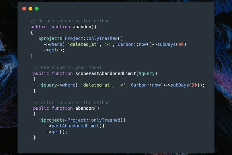 Laravel tip about using model scope