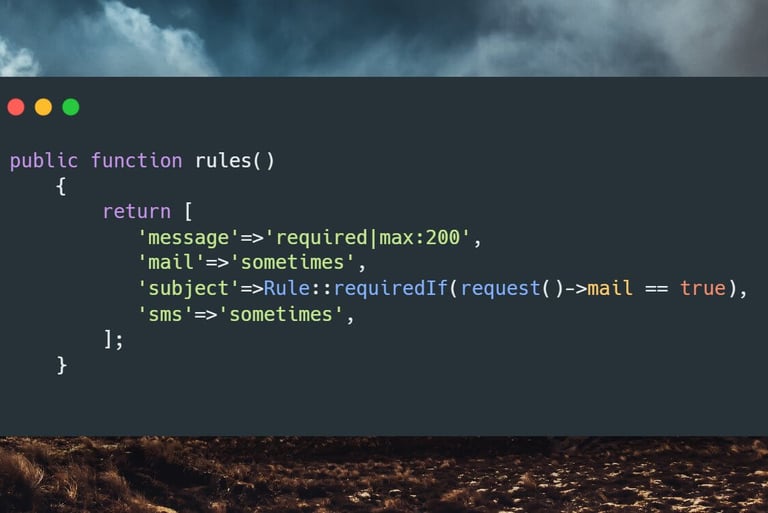 Laravel tip about using rule directly in form request class