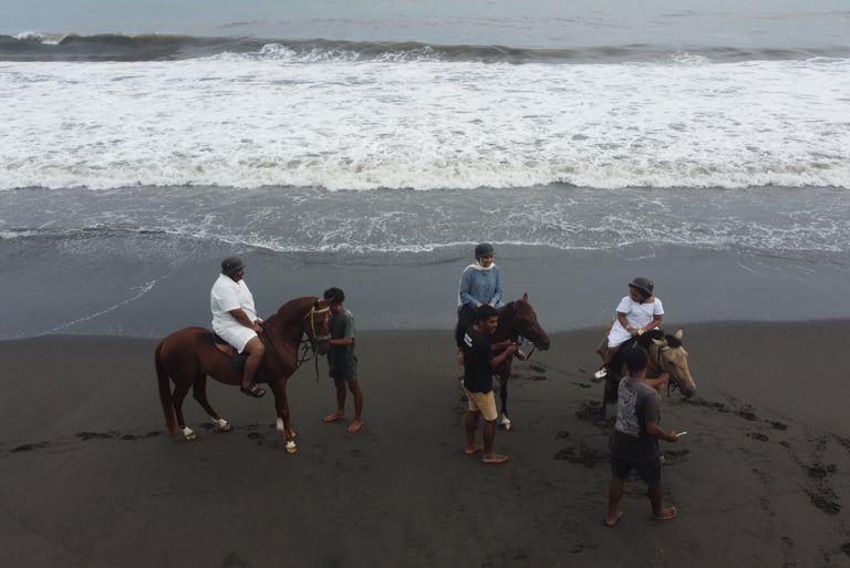 riding along the beach