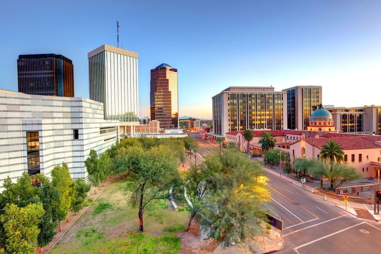 Downtown Tucson Arizona where 52zero Rentals provides weekly car rental for gig drivers
