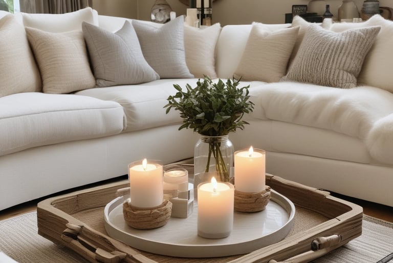 decorative tray on coffee table