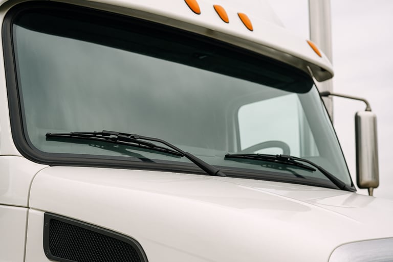 white truck with wipers