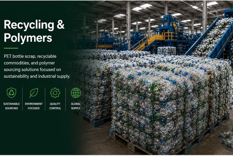 PET bottle scrap and recyclable polymer supply
