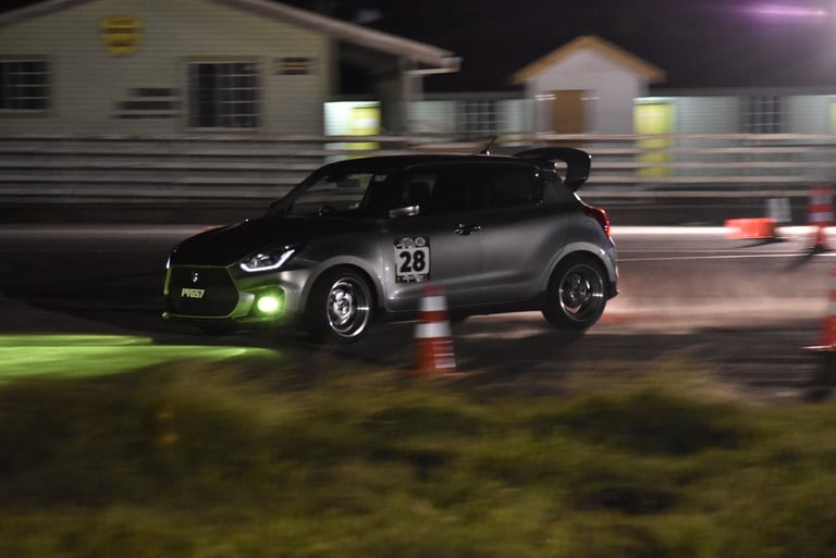 photo showing tarmac takeover winning swift cup car. Mathieu Harry Swift sport