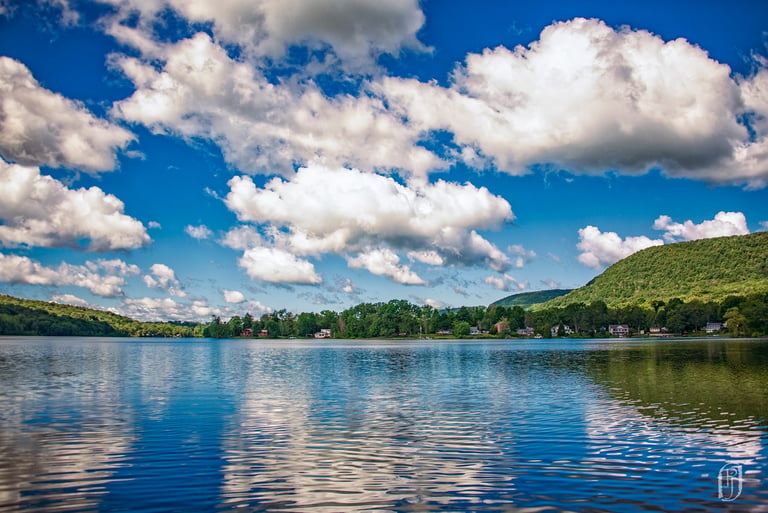 Photo of New England lake on sunny day