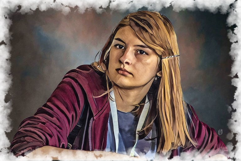 Digital painting portrait of a young girl