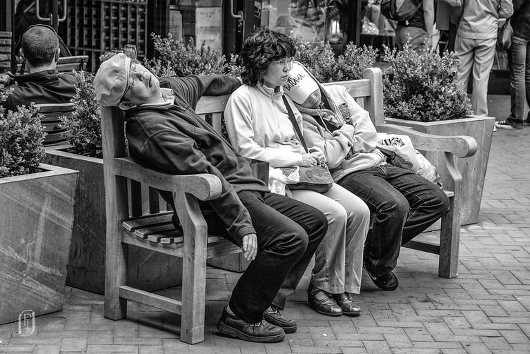 Photo of tourists worn out from a day in San Francisco