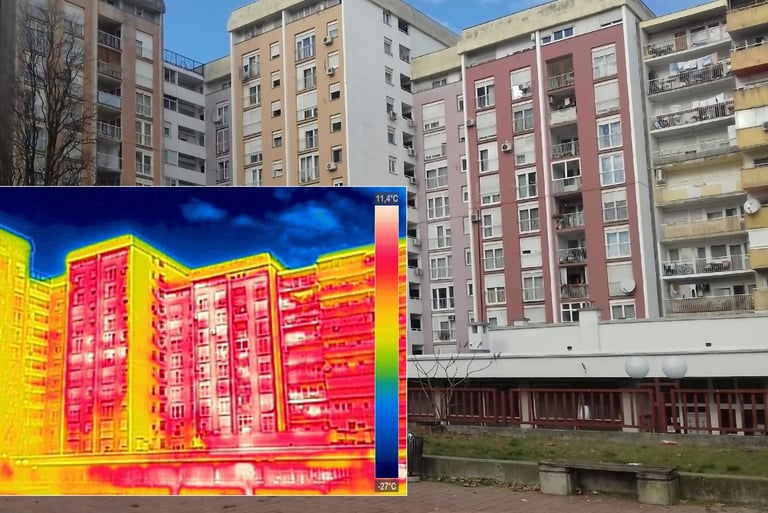 Aged building with solar reflectivity