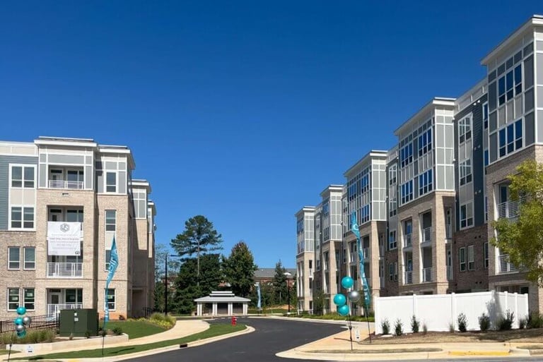 Wakefield Station multifamily apartment construction in Raleigh NC exterior streetscape view