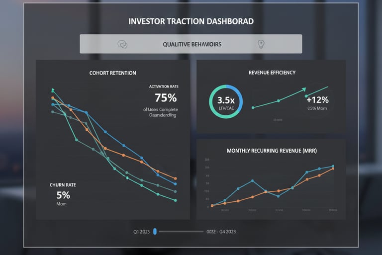 Dashboard showing the most important traction metrics VCs care about.