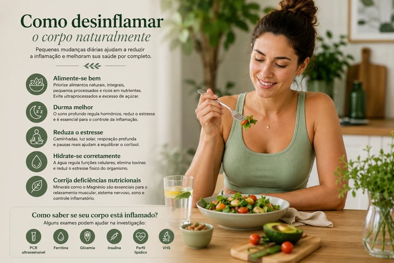 hábitos anti-inflamatórios naturais alimentação equilibrada rotina saudável para desinflamar o corpo naturalmente