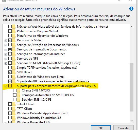 Desativação de Protocolos Legados, SMB v1