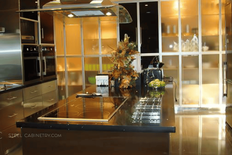 High-end cabinets with glass-front elements
