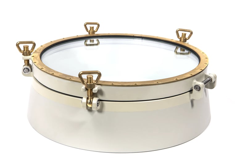 Très grand hublot ouvrant 600 mm en laiton et acier