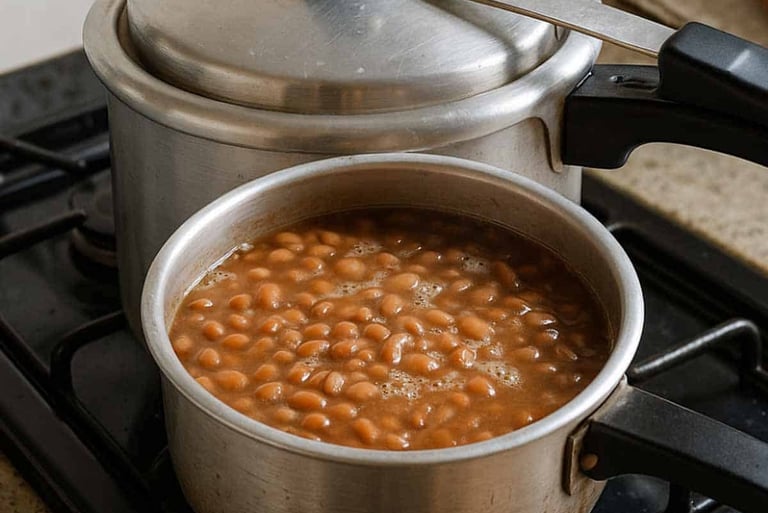 panela de pressão cozinhando feijão