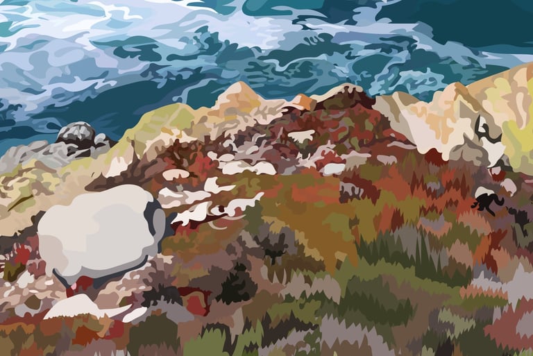 BIG SUR – Scenic California Coast Big Sur Art (vector hyperrealism) detail 1