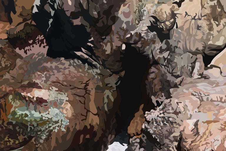 BIG SUR – Scenic California Coast Big Sur Art (vector hyperrealism) detail 3