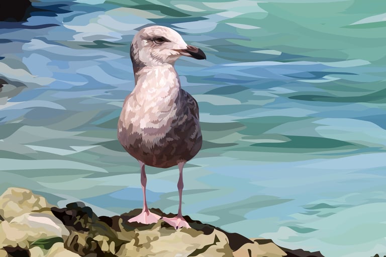 BIRD ROCK – 17 Mile Drive Art - hyperrealistic vector art - detail 5