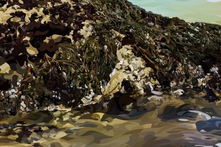 BIRD ROCK – 17 Mile Drive Art - hyperrealistic vector art - detail 3