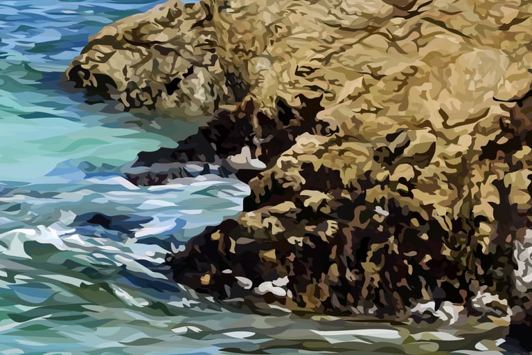 BIRD ROCK – 17 Mile Drive Art - hyperrealistic vector art - detail 4