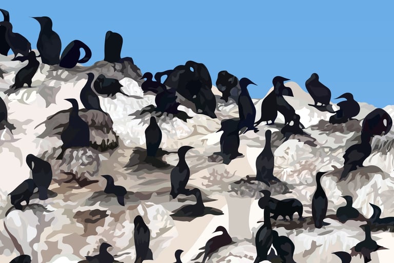BIRD ROCK – 17 Mile Drive Art - hyperrealistic vector art - detail 1