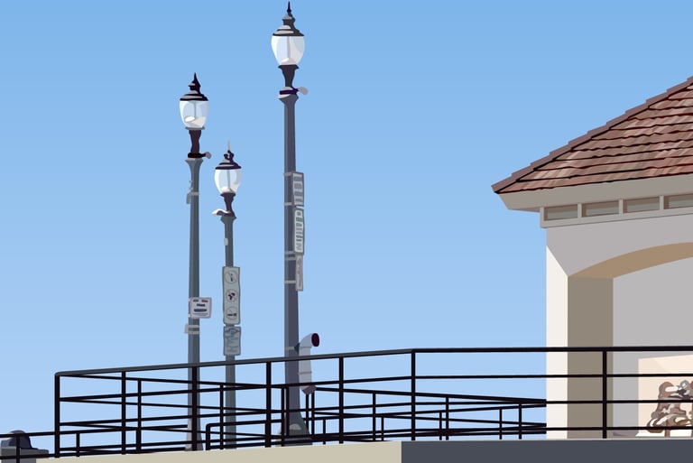 huntington beach pier illustration (vector hyperrealism - detail 1)
