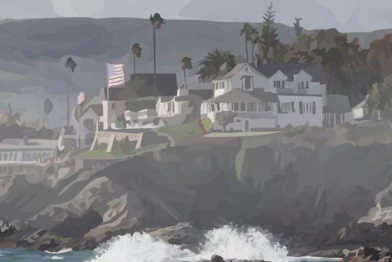 Laguna Beach PIRATE TOWER vector art - detail 1