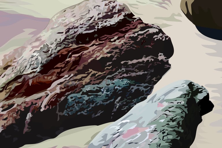PURPLE SANDS OF TIME – Pfeiffer Beach Art (vector hyperrealism illustration) detail 1