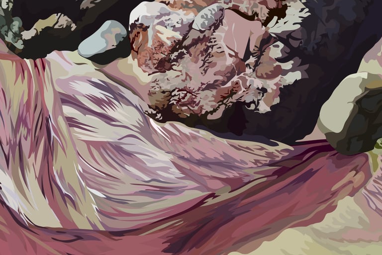 PURPLE SANDS OF TIME – Pfeiffer Beach Art (vector hyperrealism illustration) detail 3