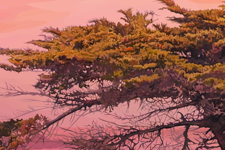 THE LONE CYPRESS – Lone Cypress Art (Vector Hyperrealism) detail 2