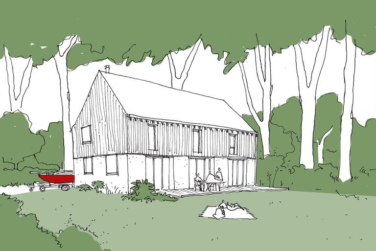 Croquis esquisse maison bois à Baden