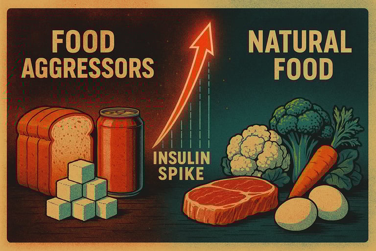 a poster of a variety of foods that include meat, vegetables and vegetables