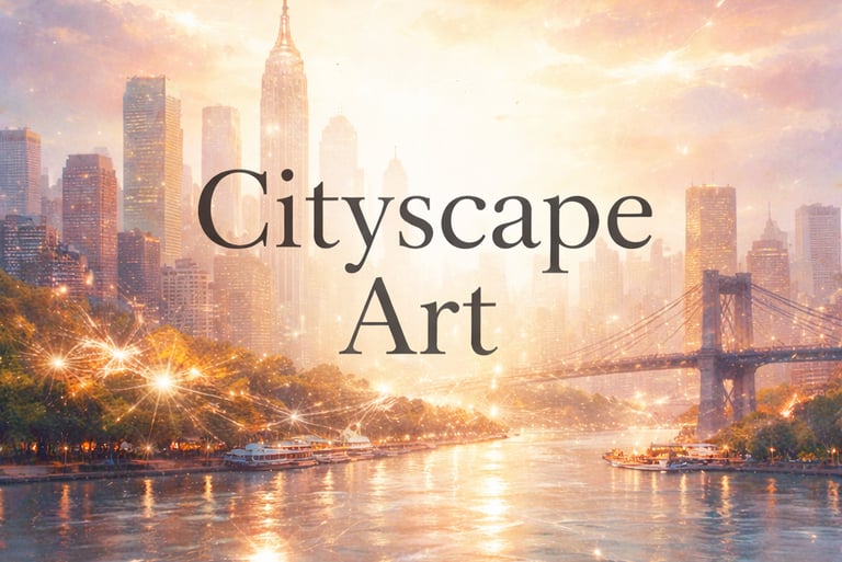 Modern Cityscape digital artwork featuring expressive color and form