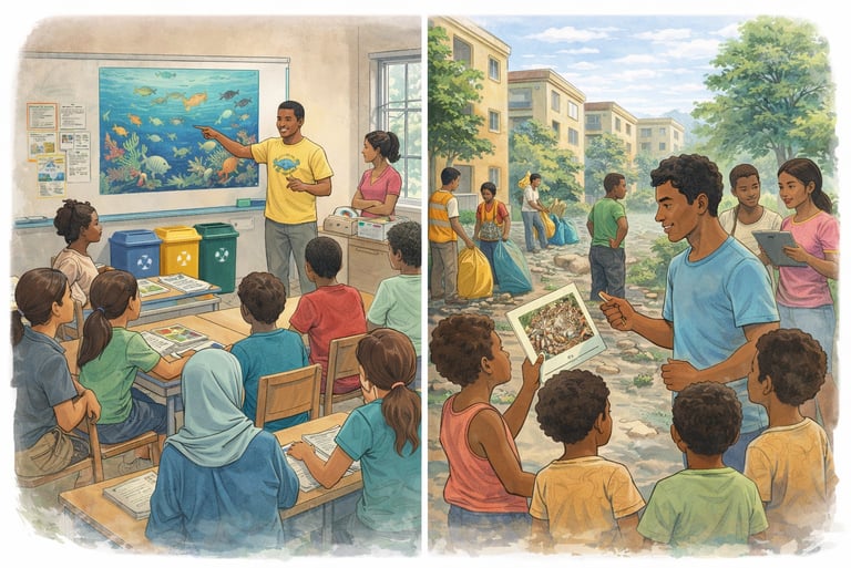 Sensibilisation des jeunes à l’environnement et au recyclage dans le cadre des actions LagonEwa